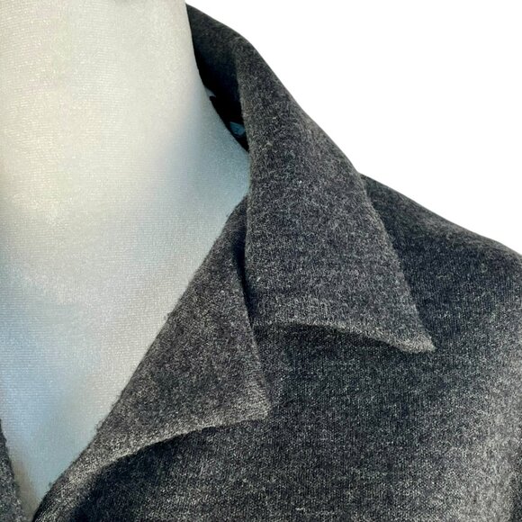 Lord & Taylor Long Grey Wool Button-Front Coatigan Vintage Collared Knit Coat L - Picture 7 of 13
